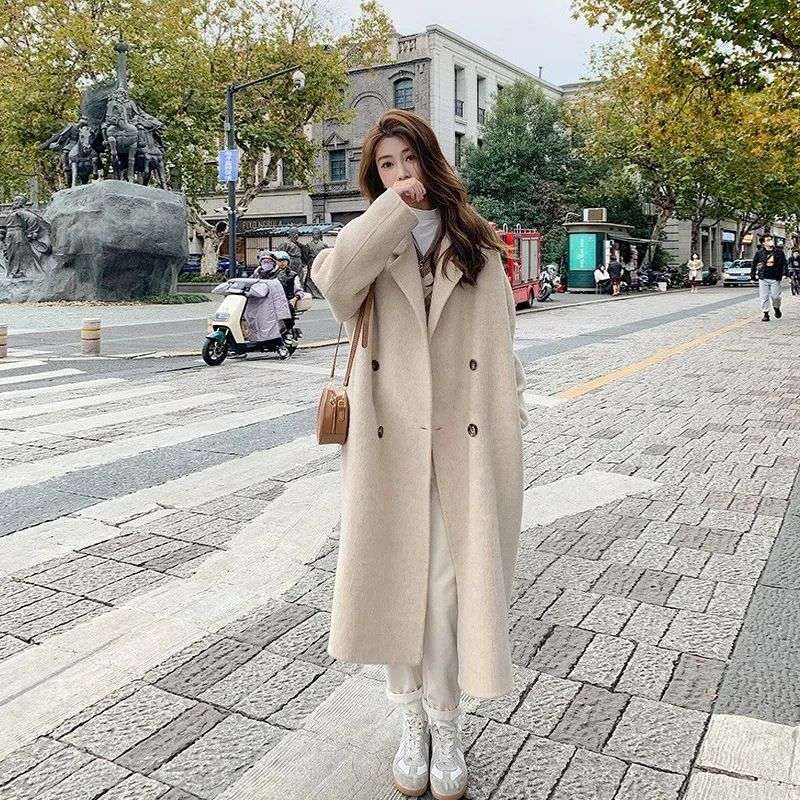 New Imported Women’s Korean style Loose Mid-length Woolen Coat