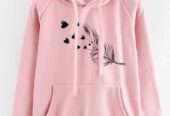 1 Pc Women’s Stitched Fleece Printed Pullover Hoodie