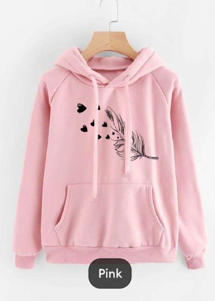 1 Pc Women’s Stitched Fleece Printed Pullover Hoodie