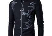 New Imported Men’s Casual Slim Fit Fashion 3D Printed Youth Long Sleeve Shirt