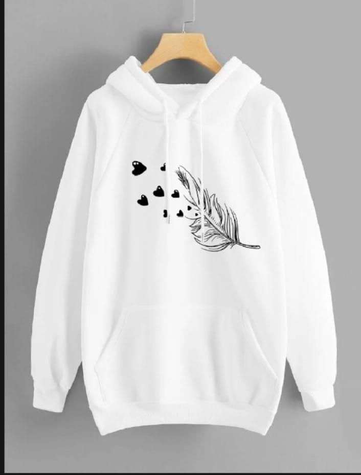 1 Pc Women’s Stitched Fleece Printed Pullover Hoodie