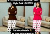 2 Pcs Women’s Stitched Plain Night Suit