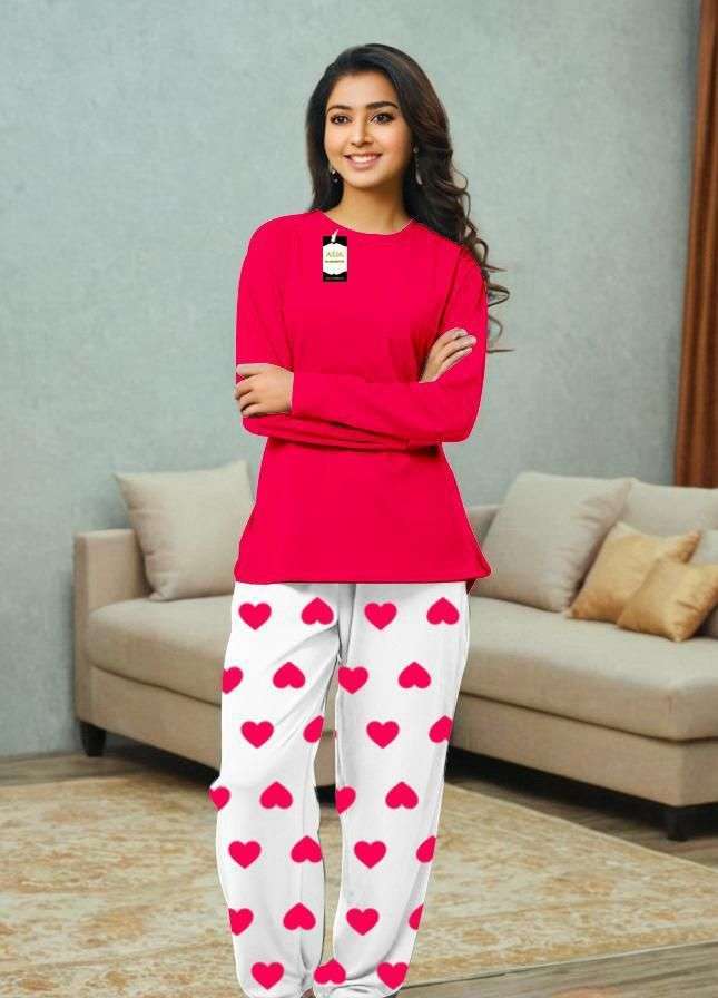 2 Pcs Women’s Stitched Plain Night Suit