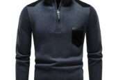 New Imported Semi-high Collar Fleece-lined knitted Sweater Pullover