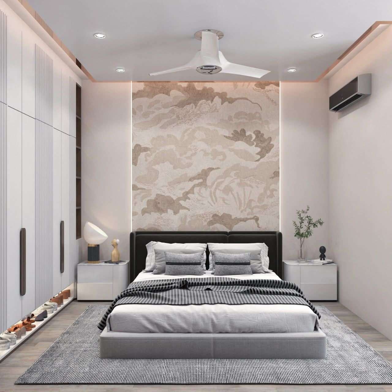 Bed Back Wall And Media Walls Interior