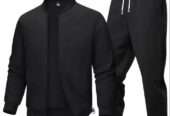 2 Pcs Men’s Polyester Fleece Plain Zipper Track Suit