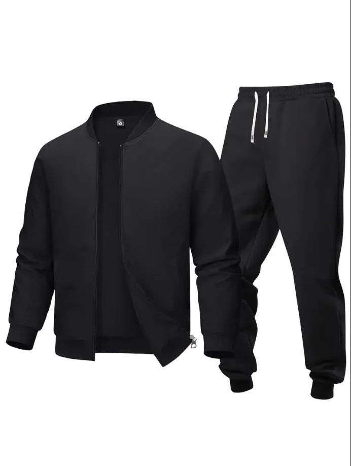 2 Pcs Men’s Polyester Fleece Plain Zipper Track Suit