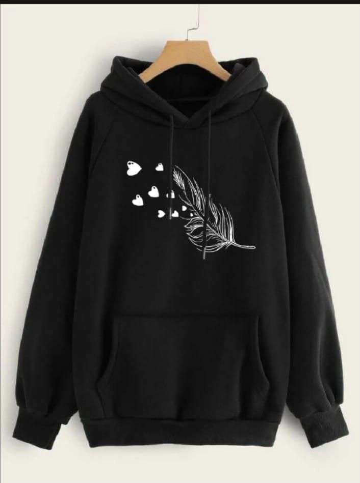 1 Pc Women’s Stitched Fleece Printed Pullover Hoodie