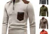 New Imported Semi-high Collar Fleece-lined knitted Sweater Pullover