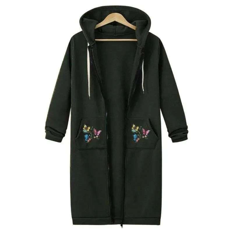 1 Pc Women’s Stylish Hooded Neck Printed Fleece Jacket