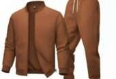 2 Pcs Men’s Polyester Fleece Plain Zipper Track Suit