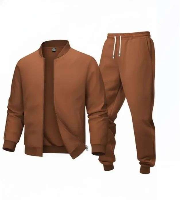 2 Pcs Men’s Polyester Fleece Plain Zipper Track Suit