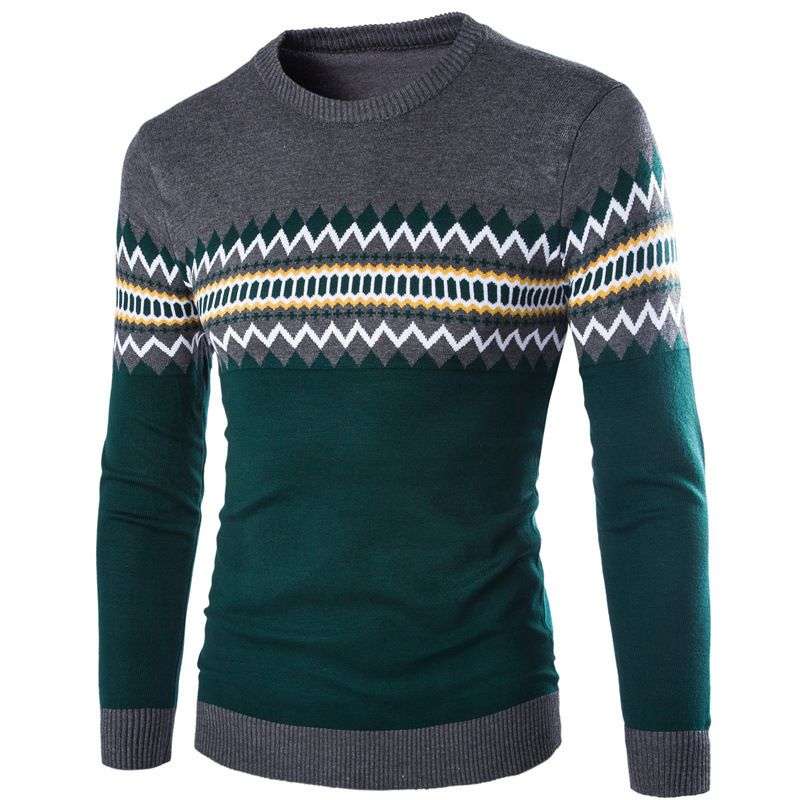New Imported Diamond Men’s Long Sleeve Fashion Slim Youth Sweater