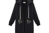 1 Pc Women’s Stylish Hooded Neck Printed Fleece Jacket