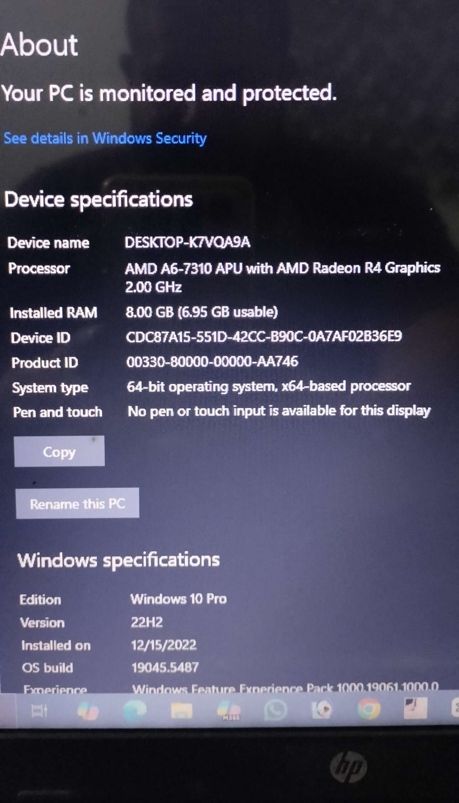 HP laptop i7 with 1 TB Hard