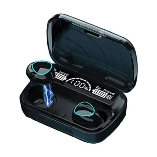 M10 Digital Display Case Earbuds , Black