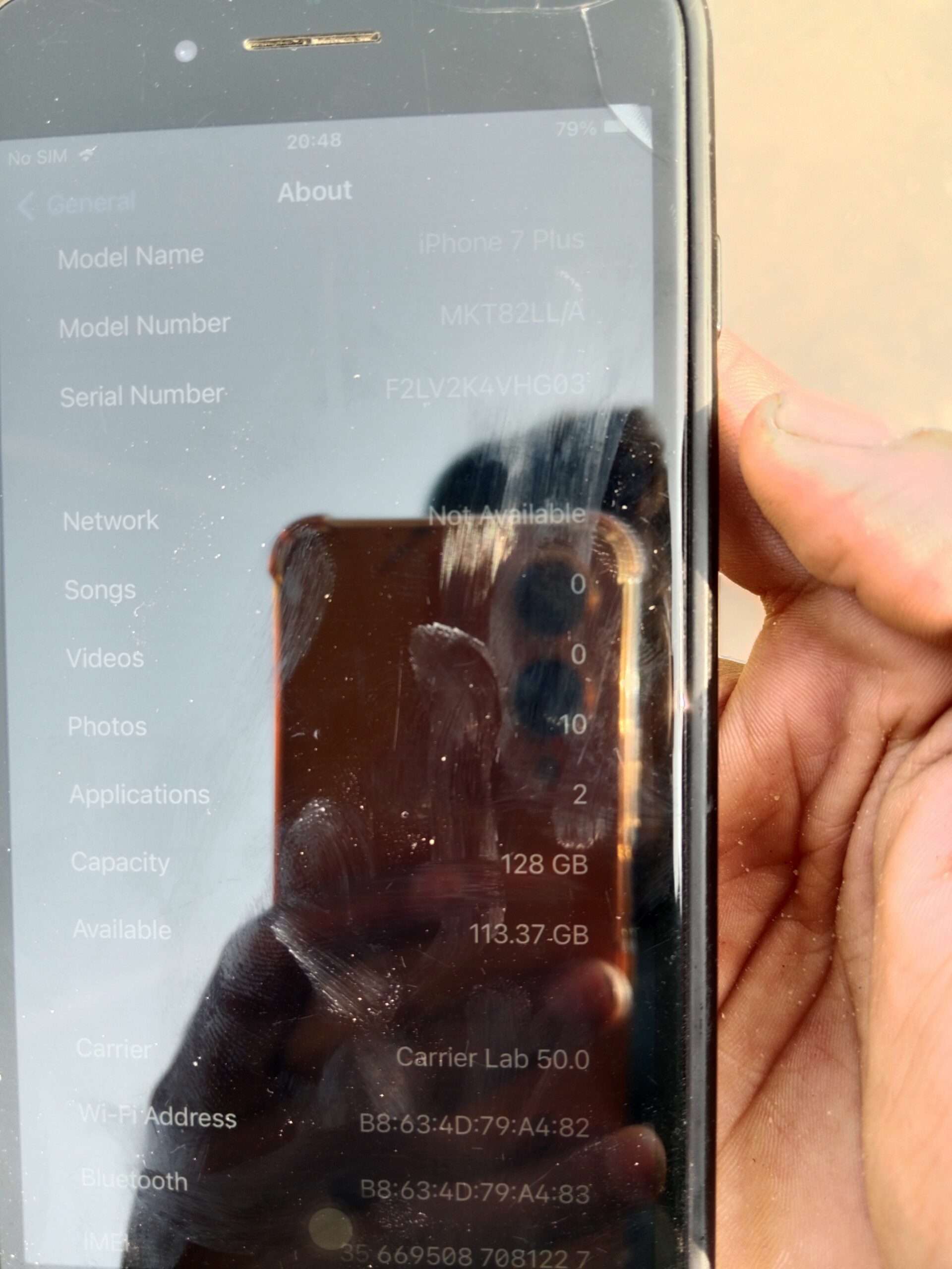 Iphone 7puls glik pta life time jv btri cang panal original nukar sa Gallas damij