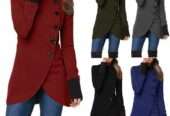 New Imported Women’s Pure Color Splicing Hem Slit Long-Sleeved Jacket