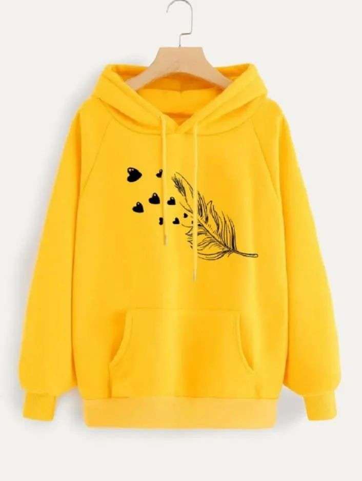 1 Pc Women’s Stitched Fleece Printed Pullover Hoodie