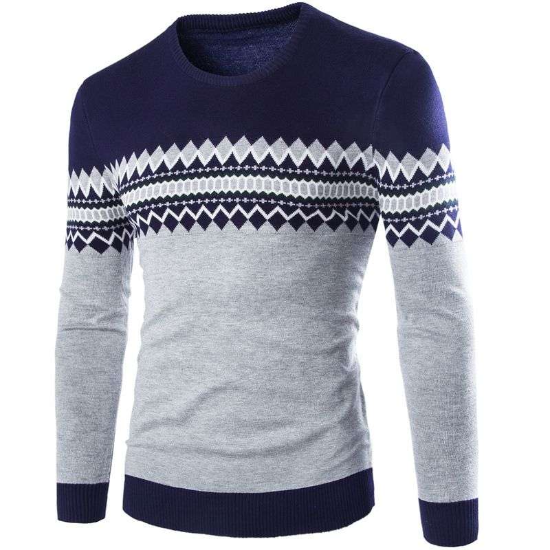 New Imported Diamond Men’s Long Sleeve Fashion Slim Youth Sweater
