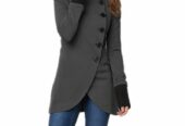 New Imported Women’s Pure Color Splicing Hem Slit Long-Sleeved Jacket
