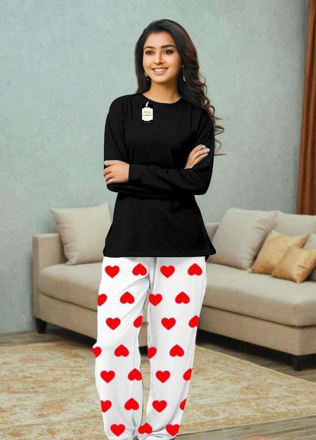 2 Pcs Women’s Stitched Plain Night Suit