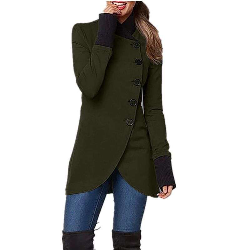 New Imported Women’s Pure Color Splicing Hem Slit Long-Sleeved Jacket
