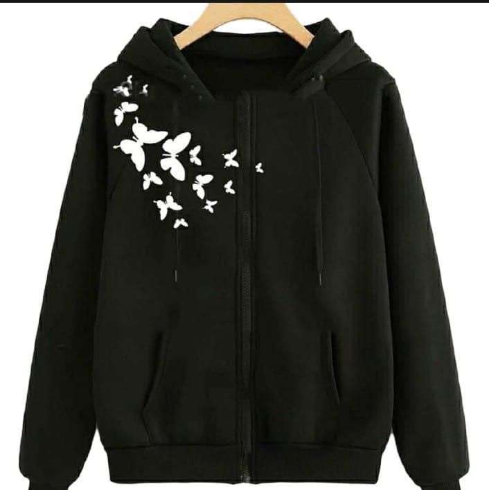 1 Pc Women’s Stitched Fleece Printed Pullover Hoodie