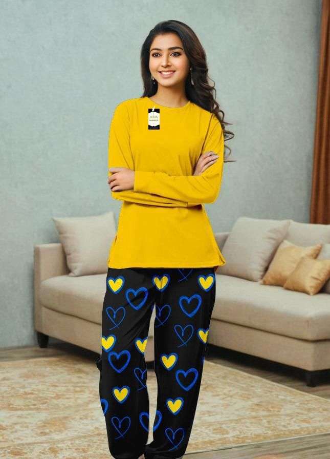 2 Pcs Women’s Stitched Plain Night Suit