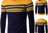 New Imported Diamond Men’s Long Sleeve Fashion Slim Youth Sweater