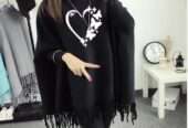 Women’s Fleece Printed Poncho Cape Shawl