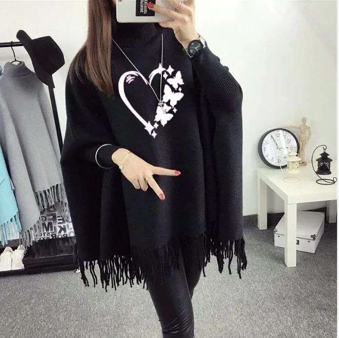 Women’s Fleece Printed Poncho Cape Shawl