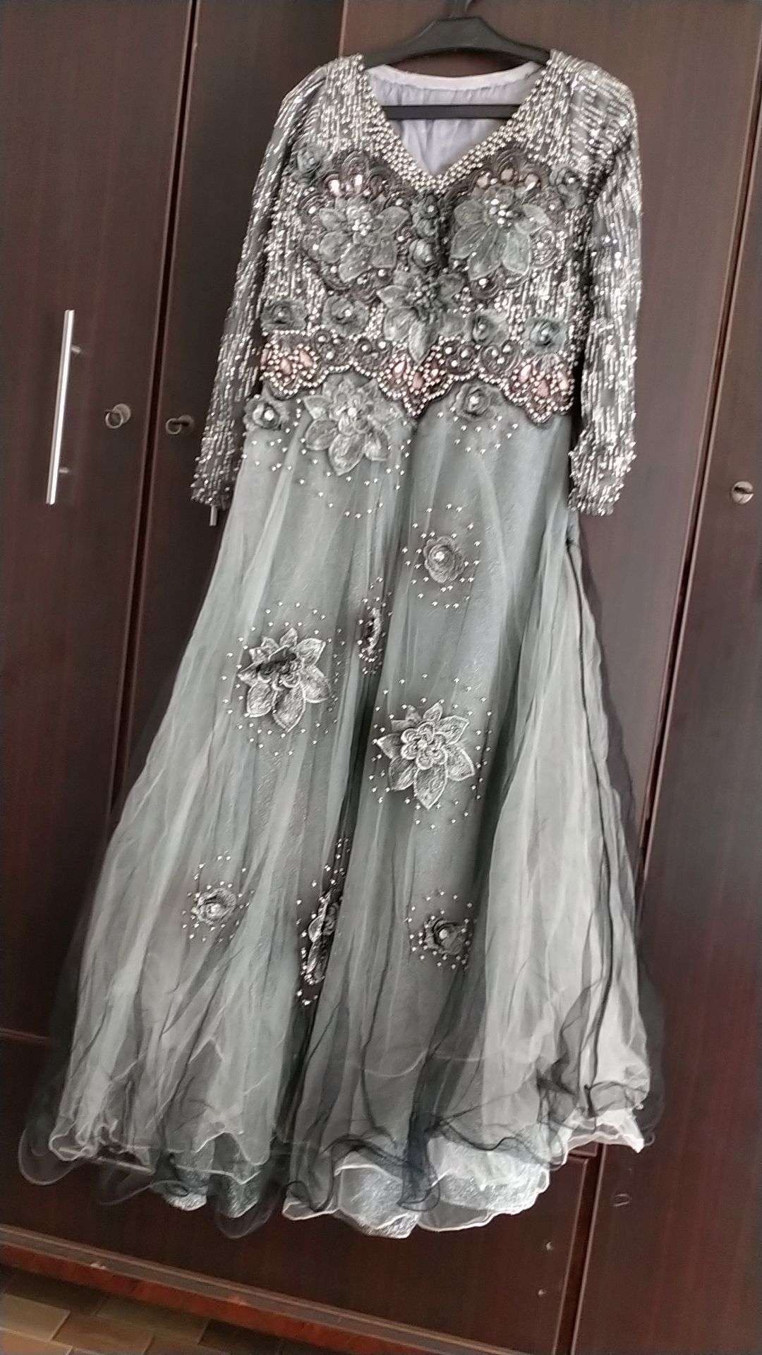 Grey maxi with dupatta