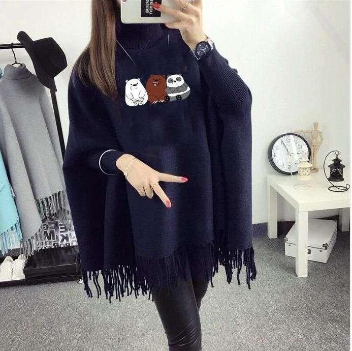 Women’s Fleece Printed Poncho Cape Shawl