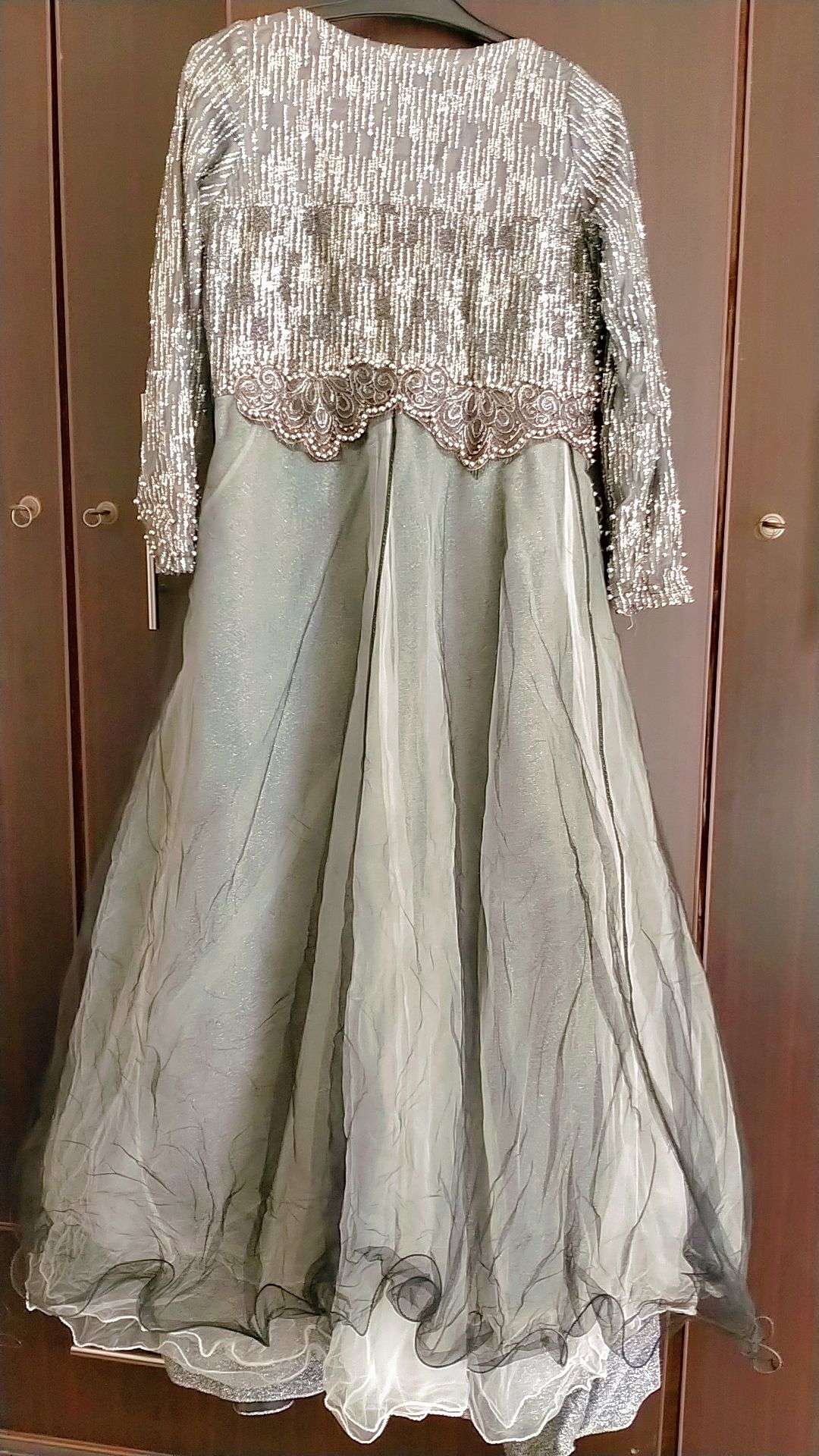 Grey maxi with dupatta