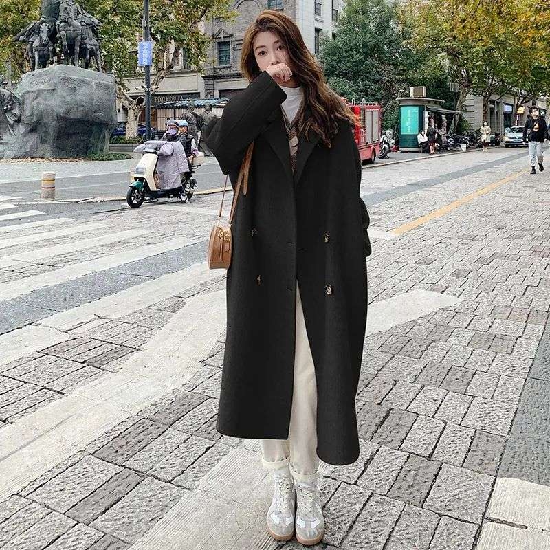 New Imported Women’s Korean style Loose Mid-length Woolen Coat