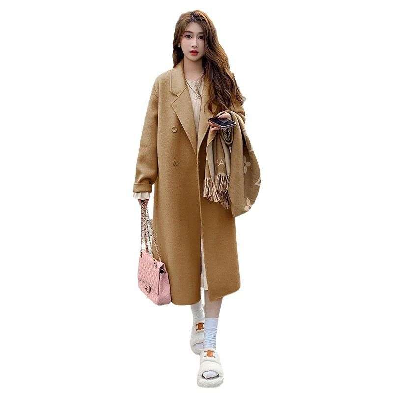 New Imported Women’s Korean style Loose Mid-length Woolen Coat
