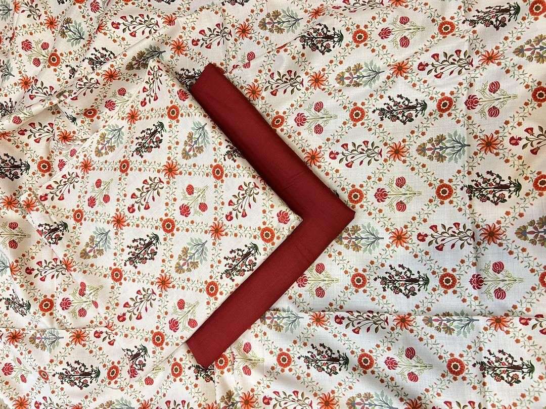 2 Pcs women’s Unstitched Linen Printed suit