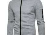 New Imported Men’s Diamond Plaid Zipper Stand Collar Sweater Coat