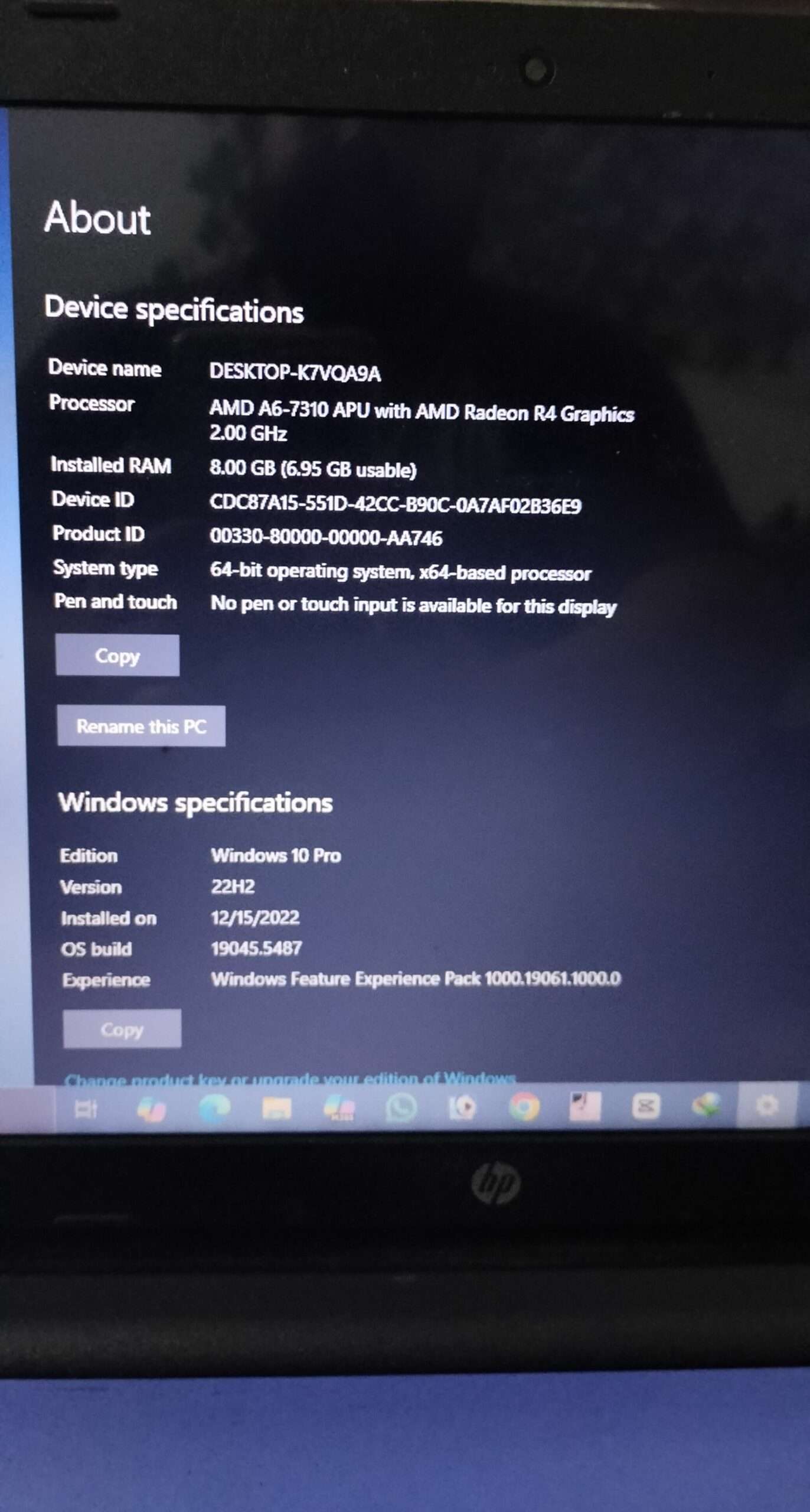 HP laptop i7 with 1 TB Hard