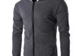 New Imported Men’s Diamond Plaid Zipper Stand Collar Sweater Coat
