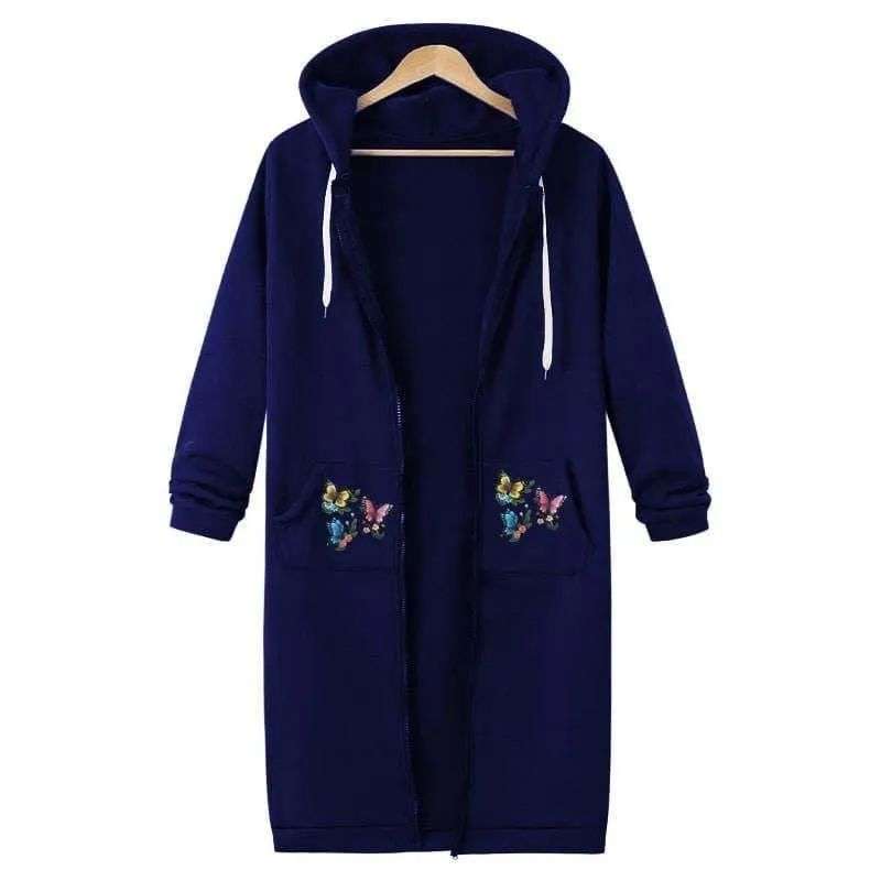 1 Pc Women’s Stylish Hooded Neck Printed Fleece Jacket