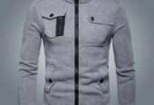1 Pc Men’s Fleece Plain Bomber Jacket