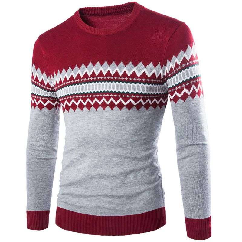 New Imported Diamond Men’s Long Sleeve Fashion Slim Youth Sweater