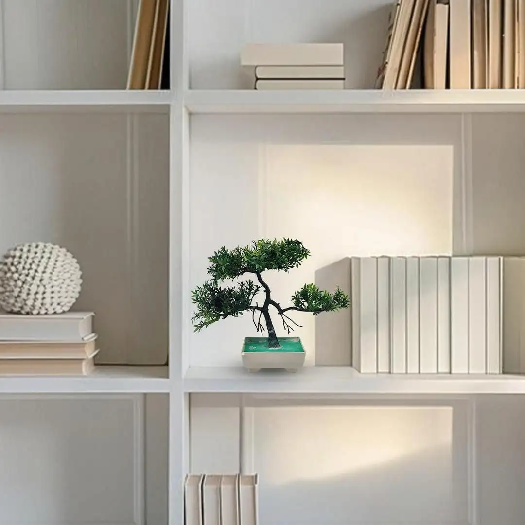 Artificial green bonsai tree