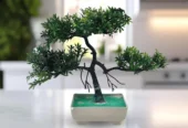 Artificial green bonsai tree