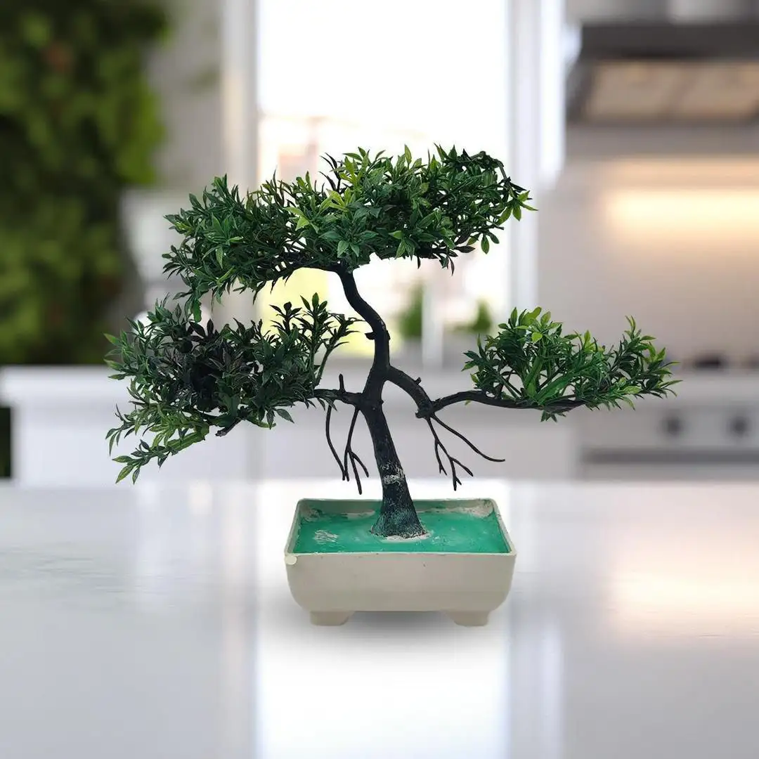 Artificial green bonsai tree