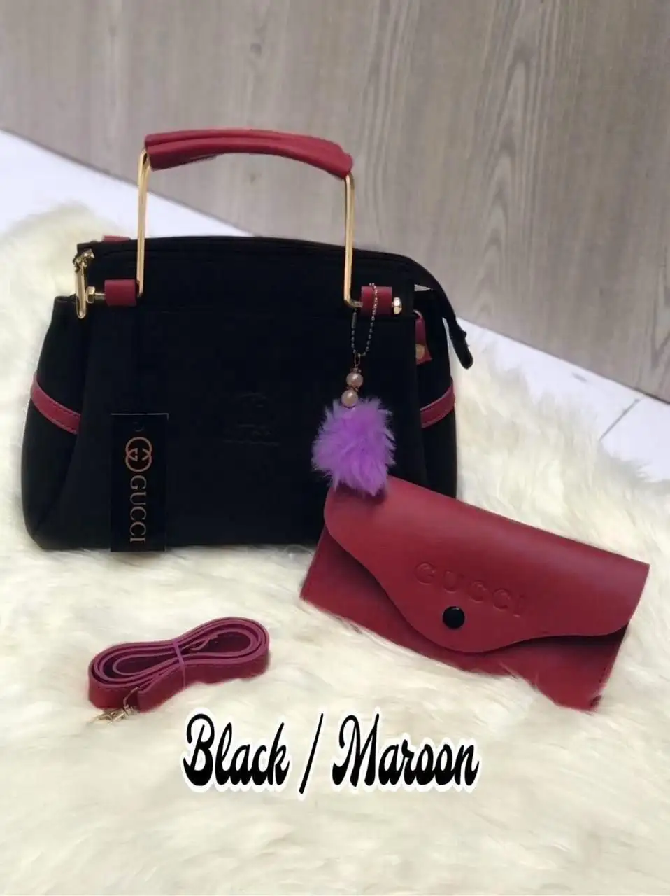 Stylish women’s faux leather handbags 2pc