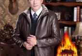 New medle age elderly all in one men’s leather jacket
