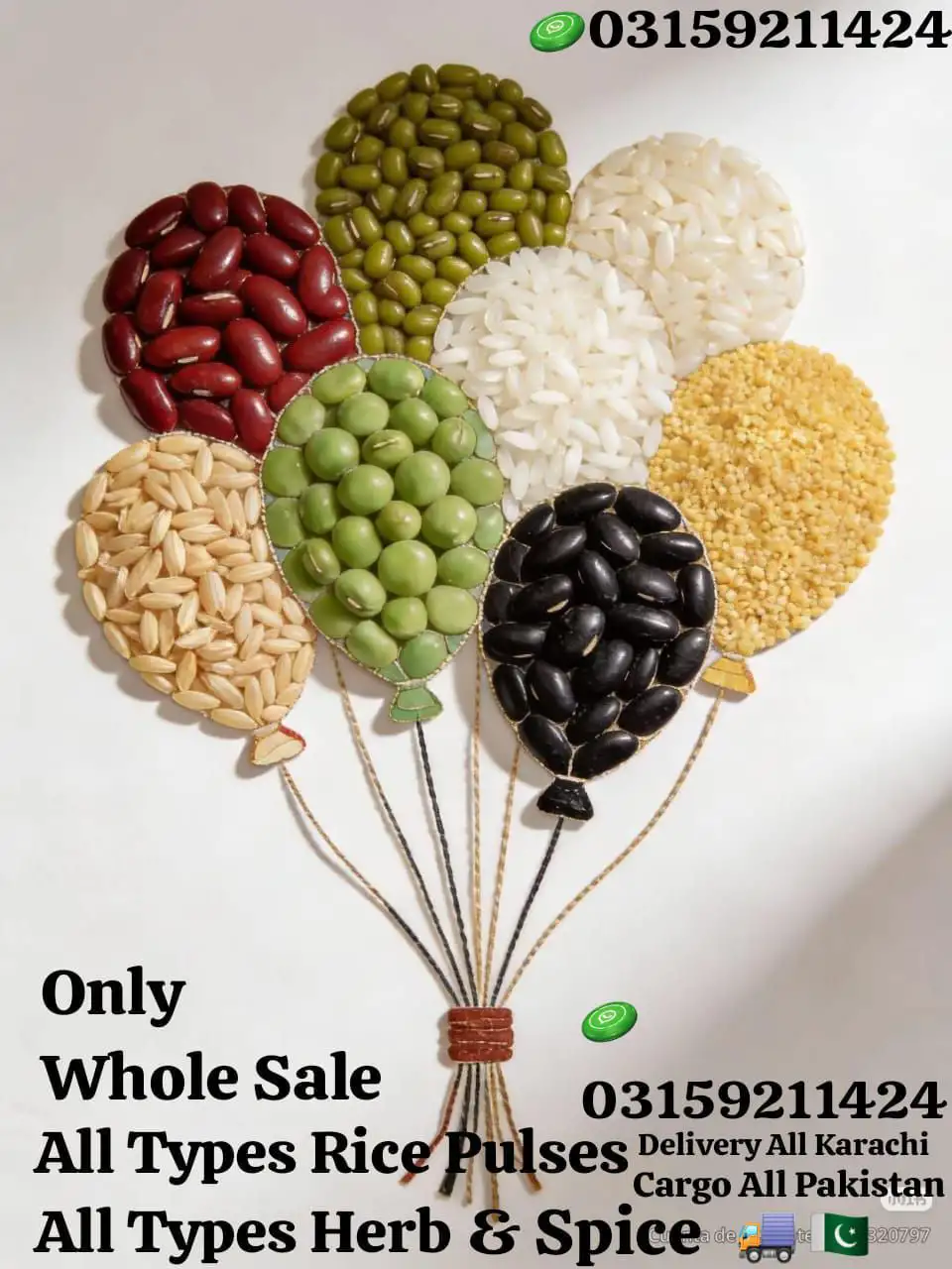 All Types Rice Pulses Herb Spices Khajoor Available ( Cargo All Pakistan )